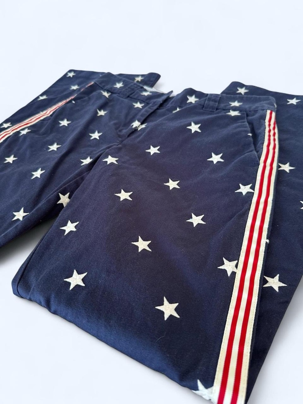 Vintage Y2K 2002 Tommy Hilfiger Embroidered Navy Star Pants with Red Tux Stripe